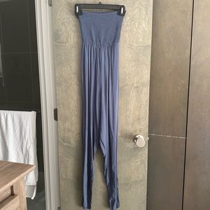 Indah Blue strapless jumpsuit